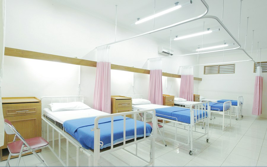 Hospital room with bed